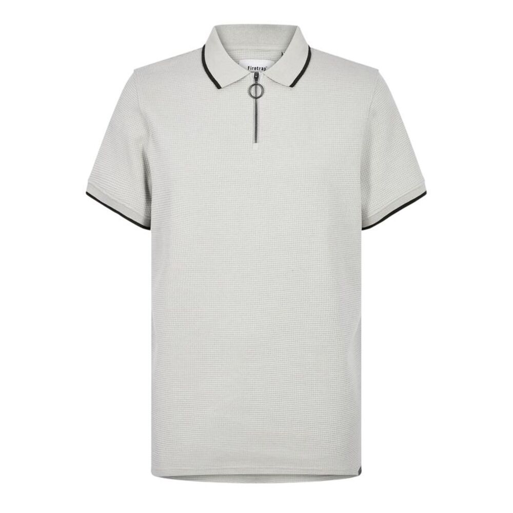 Firetrap Mens Waffle Regular Short-Sleeved Polo Shirt / Clay